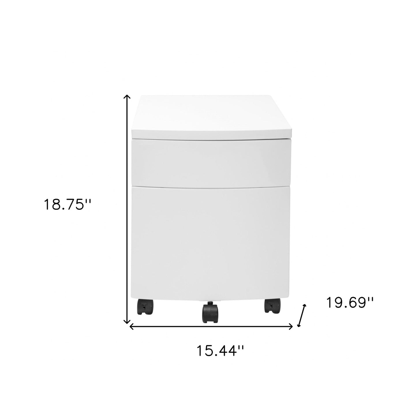 White Two Drawer Rolling Filing Cabinet