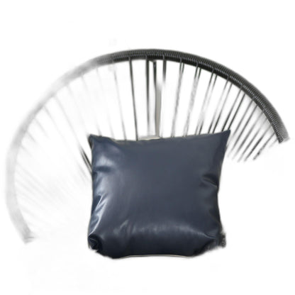 Set of 2 Navy Geometric and Solid Throw Pillows