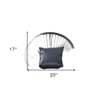 Set of 2 Navy Geometric and Solid Throw Pillows