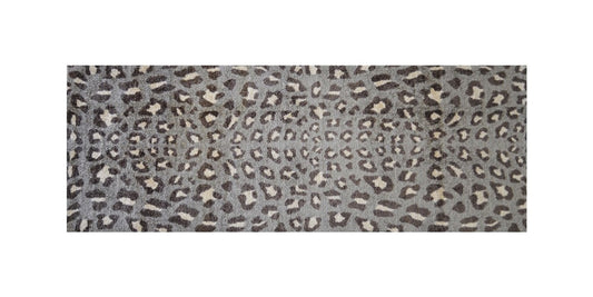2' x 6' Gray and Brown Cheetah Washable Runner Rug