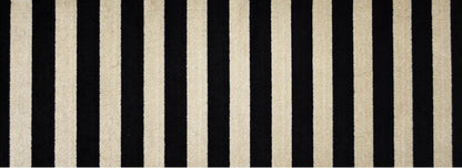 2' x 6' Black and Tan Wide Stripe Washable Runner Rug