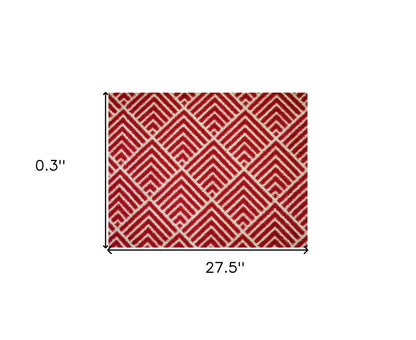 2' x 3' Deep Red and Tan Arrow Geo Washable Floor Mat