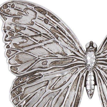 Distressed Silver Textured Butterfly Wall Art