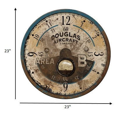 23" Vintage Teal Aviator's Wall Clock