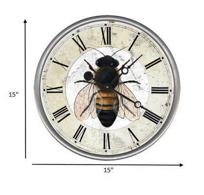 15" Vintage Rustic Bumbel Bee Wall Clock