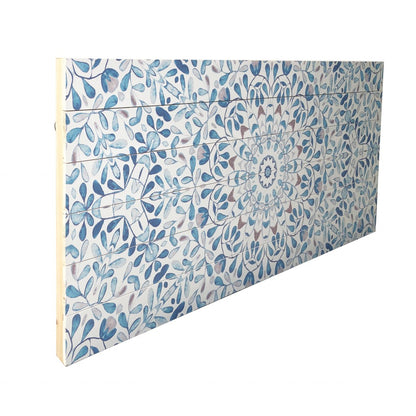 Shades of Blue Ornate Floral Wood Plank Wall Art