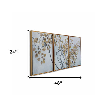 Asian Tree Branches Framed Canvas Wall Art