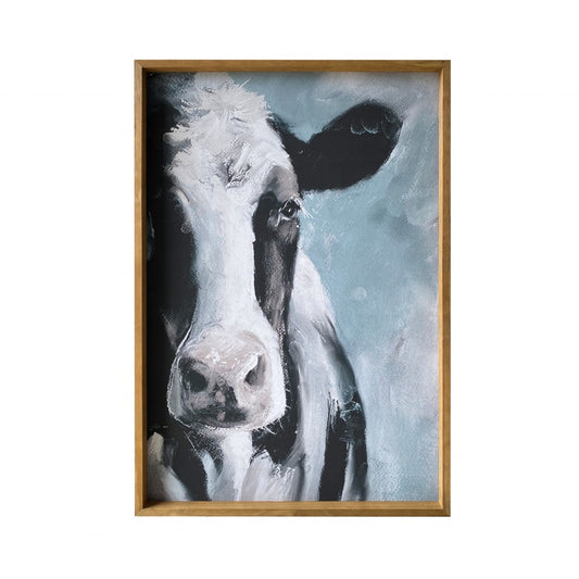 Sweet Cow Wooden Framed Canvas Wall Art