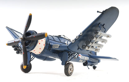 6" Blue Metal Airplane Hand Painted Decorative Airplane
