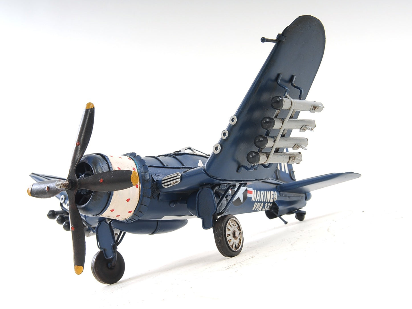 6" Blue Metal Airplane Hand Painted Decorative Airplane