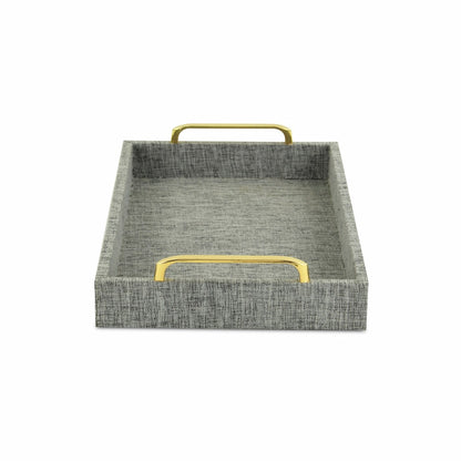 Gray Linen and Wooden Tray