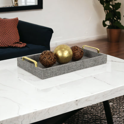 Gray Linen and Wooden Tray