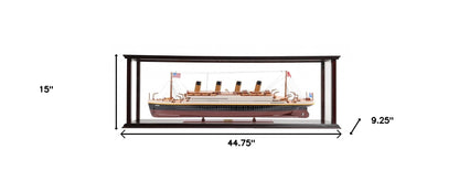 15" Black and Red 1912 RMS Titanic Large Display Case Boat Hand Painted Decorative Boat