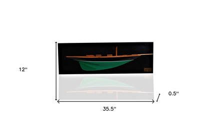 12" Black and Green c1898 Pen Duick Half-Hull Boat Hand Painted Decorative Boat