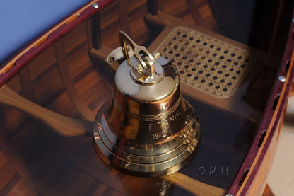 7" Brass Metal 1912 RMS Titanic Bell 6" Boat Hand Painted Decorative Boat