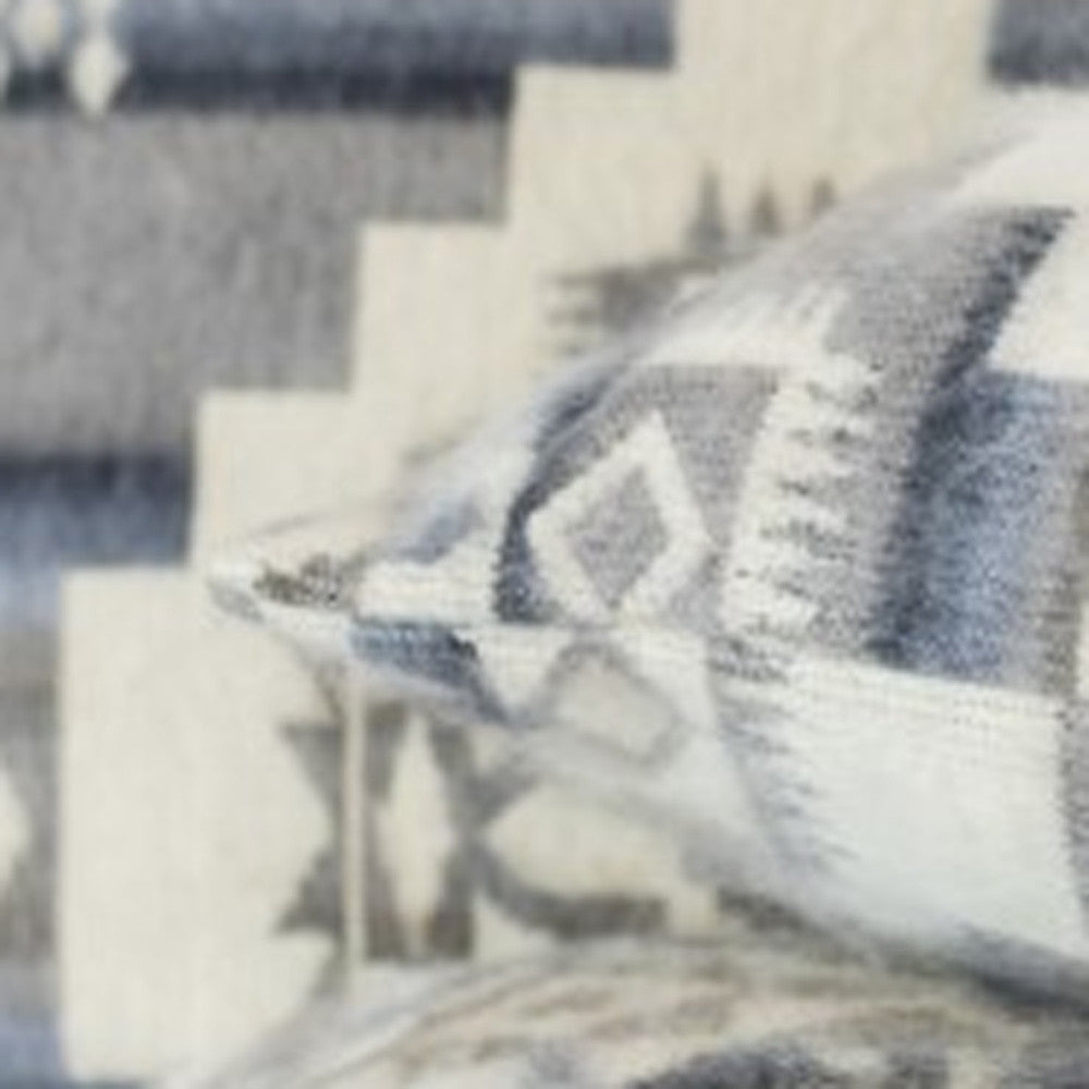 16" Ultra Soft Light Gray Southwest Handmade Pillow Cover