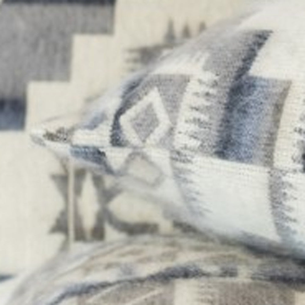 Ultra Soft Light Gray Southwest Handmade Lumbar Pillow Cover