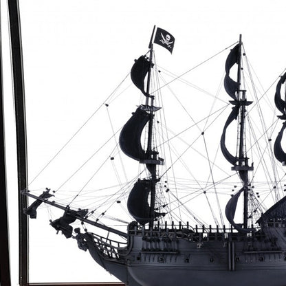 32" Black Black Pearl Pirate Medium Display Case Boat Hand Painted Decorative Boat