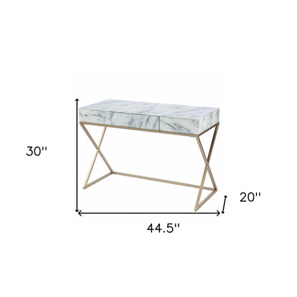 Faux Marble Writing Desk with Storage