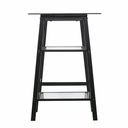 46" Clear And Black Glass Writing Desk