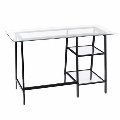 46" Clear And Black Glass Writing Desk
