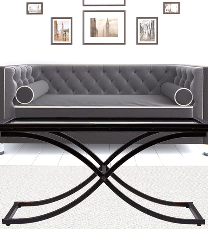 42" Black Glass And Metal Rectangular Coffee Table