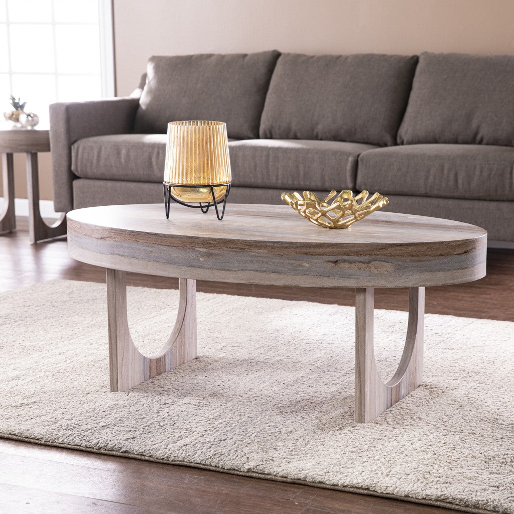 43" Brown Solid Manufactured Wood Oval Coffee Table