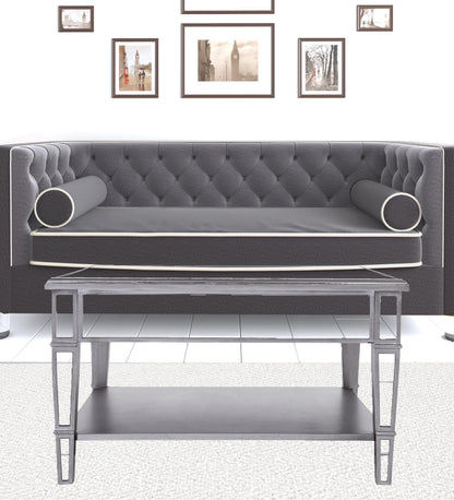 29" Silver Mirrored Glass Square Coffee Table