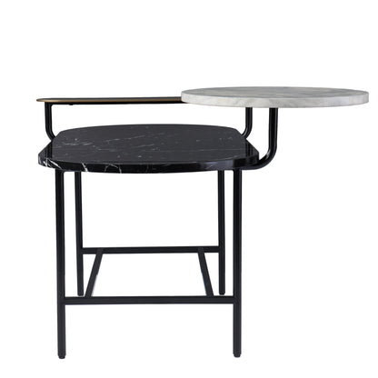 42" Black Manufactured Wood And Metal Free Form Coffee Table