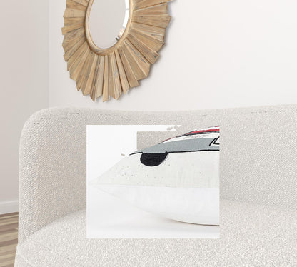 Ivory Frosty Christmas Tree on Truck Throw Pillow