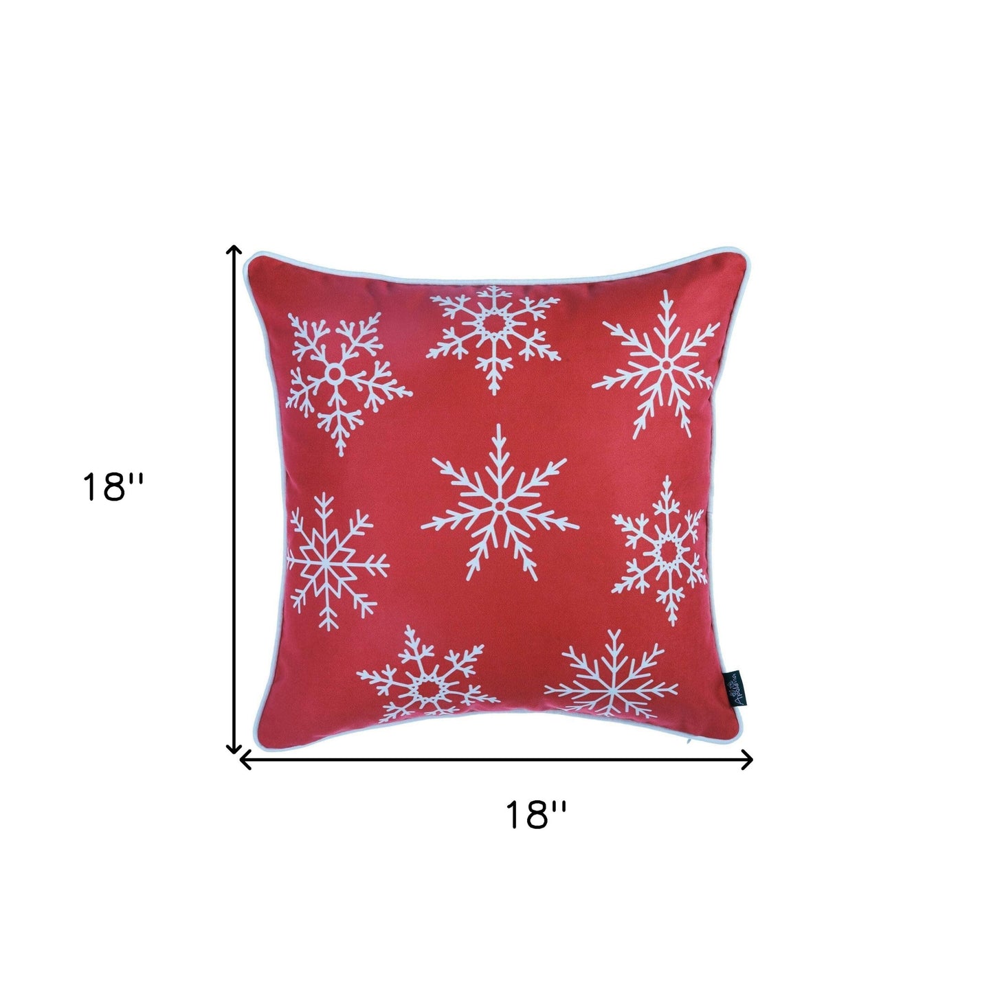 Set Of Four 18" X 18" Red Zippered Polyester Christmas Snowflakes Throw Pillow