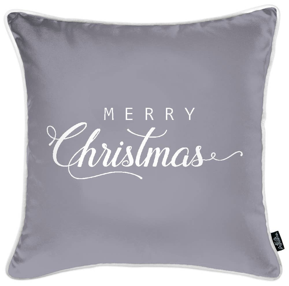 Set Of Four 18" X 18" Grey Zippered Polyester Christmas Snowflakes Throw Pillow Cover