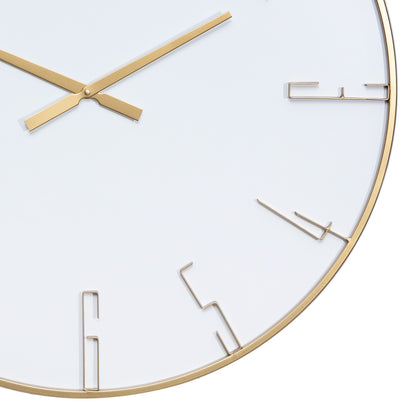 32" Circle White and Gold Metal Analog Wall Clock