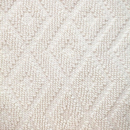 Jacquard Diamond Pattern Decorative White Throw Pillow