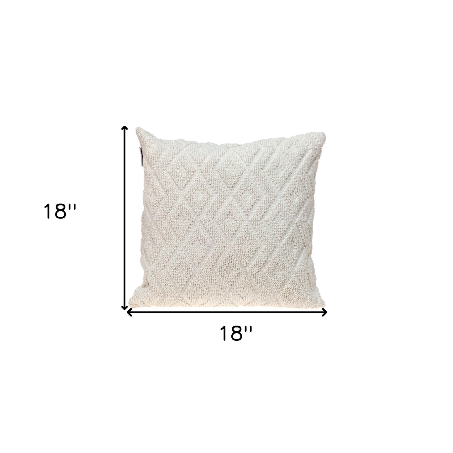 Jacquard Diamond Pattern Decorative White Throw Pillow