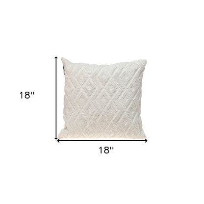 Jacquard Diamond Pattern Decorative White Throw Pillow