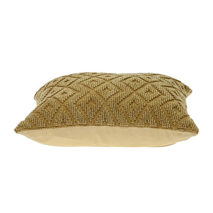 Jacquard Diamond Pattern Decorative Mustard Yellow Throw Pillow