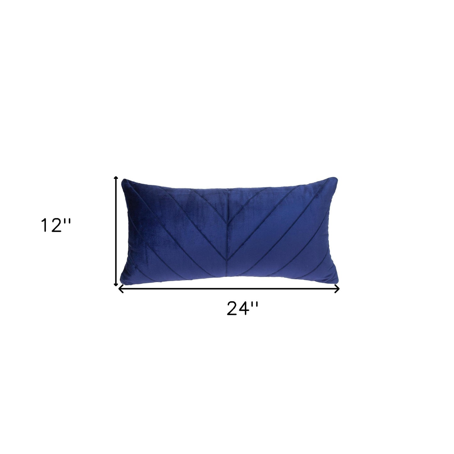 Quilted Velvet Arrows Blue Decorative Lumbar Pillow