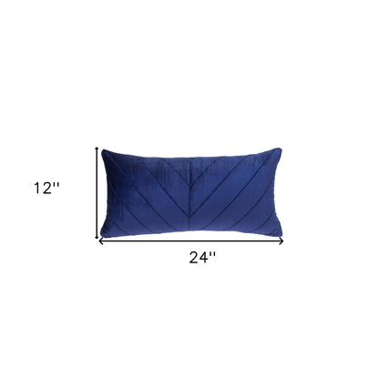 Quilted Velvet Arrows Blue Decorative Lumbar Pillow