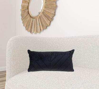 Quilted Velvet Arrows Black Decorative Lumbar Pillow