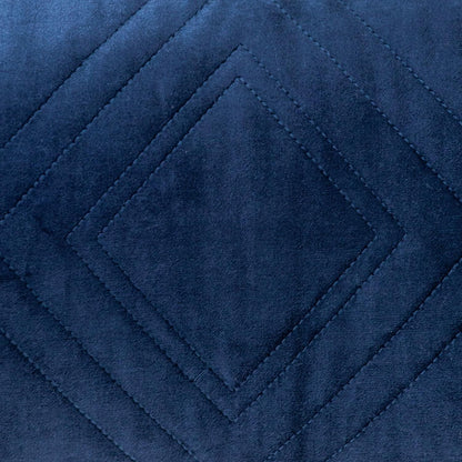 Navy Quilted Diamonds Velvet Solid Color Lumbar Pillow