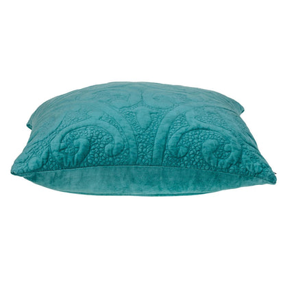 Aqua Quilted Velvet Square Throw Pillow