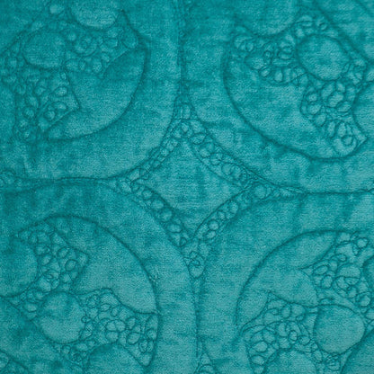 Aqua Quilted Velvet Square Throw Pillow