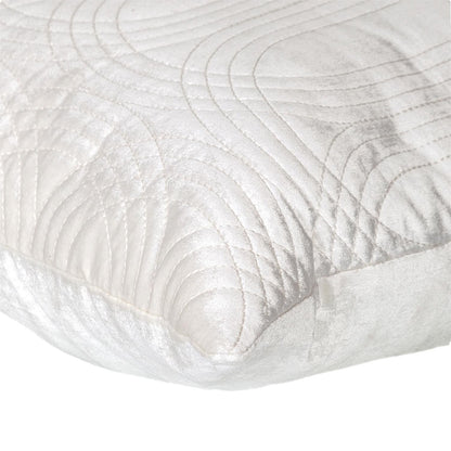 Quilted Velvet White Square Throw Pillow
