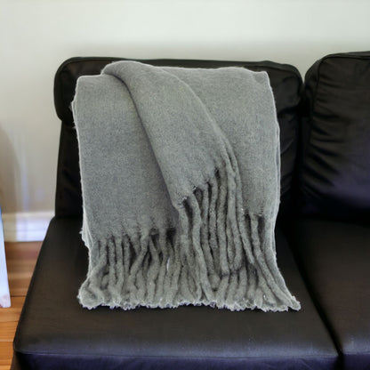 Super Soft Gray Soft Solid Color Handloomed Throw Blanket