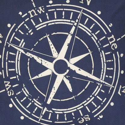 18" X 18" Navy and White Compass Cotton Zippered Pillow