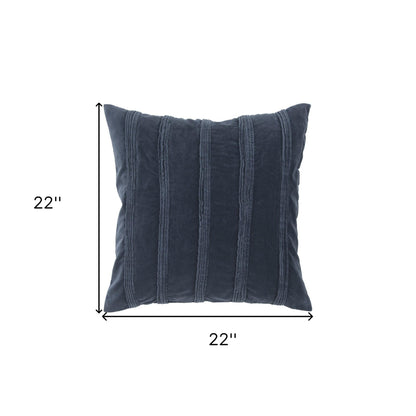 22" Navy Textural Striped Throw Pillow