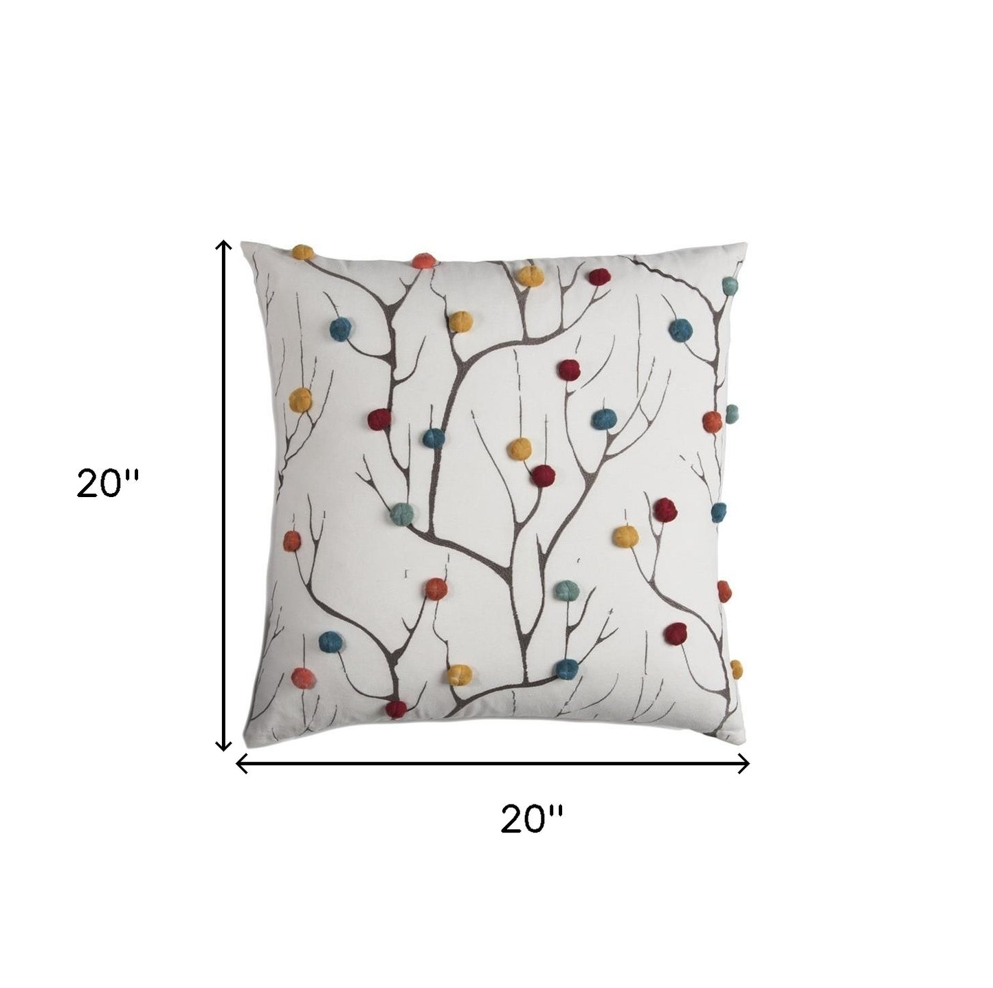 Colorful Pompom Branches Throw Pillow