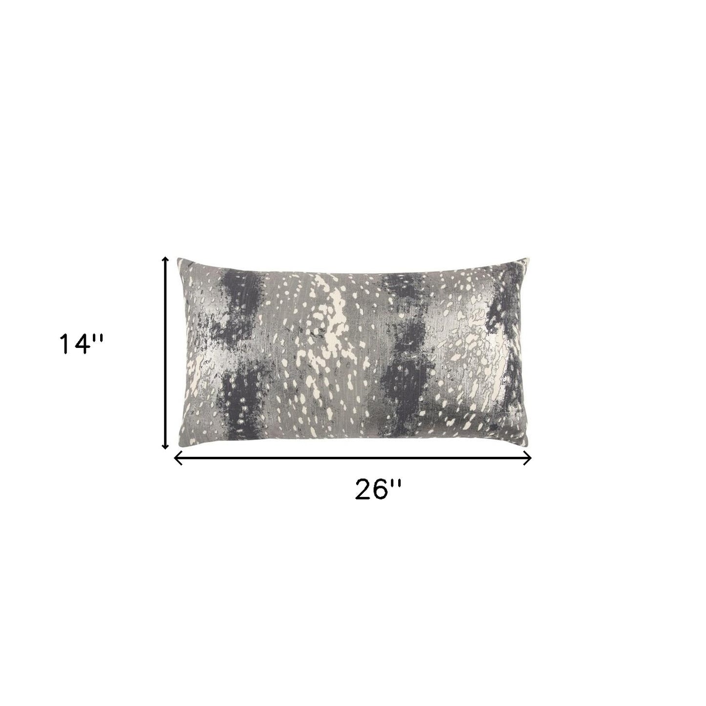 Gray Silver Metallic Abstract Pattern Lumbar Pillow