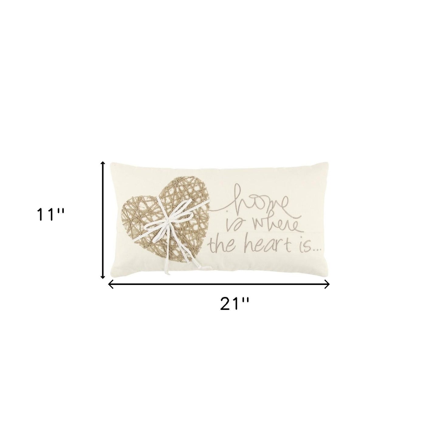 Ivory Home is Where the Heart Is Lumbar Pillow